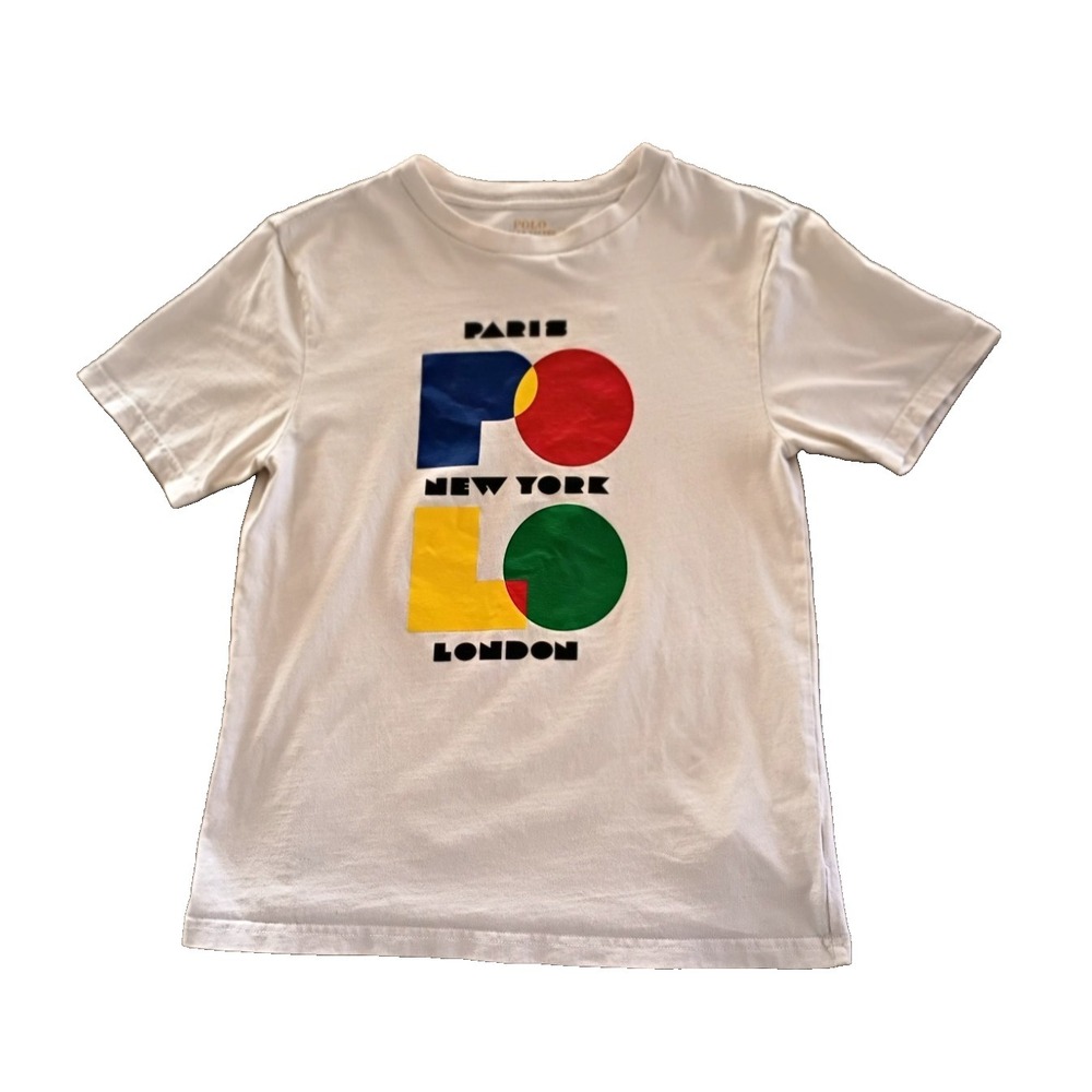 Polo Classic Fit Paris New York London Boy's  T-Shirt White Size Med 10-12